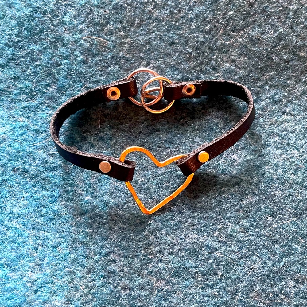 Leather heart bracelet. Local artist.